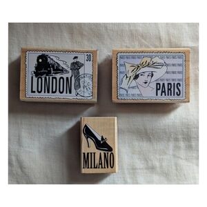 Lot Of 3 Hero Arts World Travel Rubber Stamps